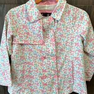 Girls Spring Coat 1 Madison Pink Floral, Buttons, Pockets, Lined 6X Like New